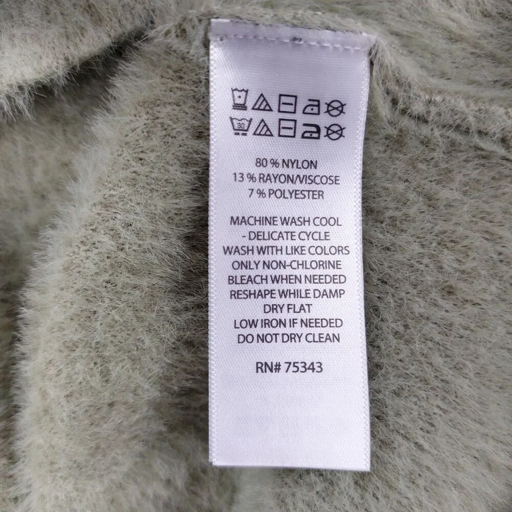 Bailey 44 Fuzzy Knit Sweater Womens XL Sage Green Short Sleeve Soft Pullover